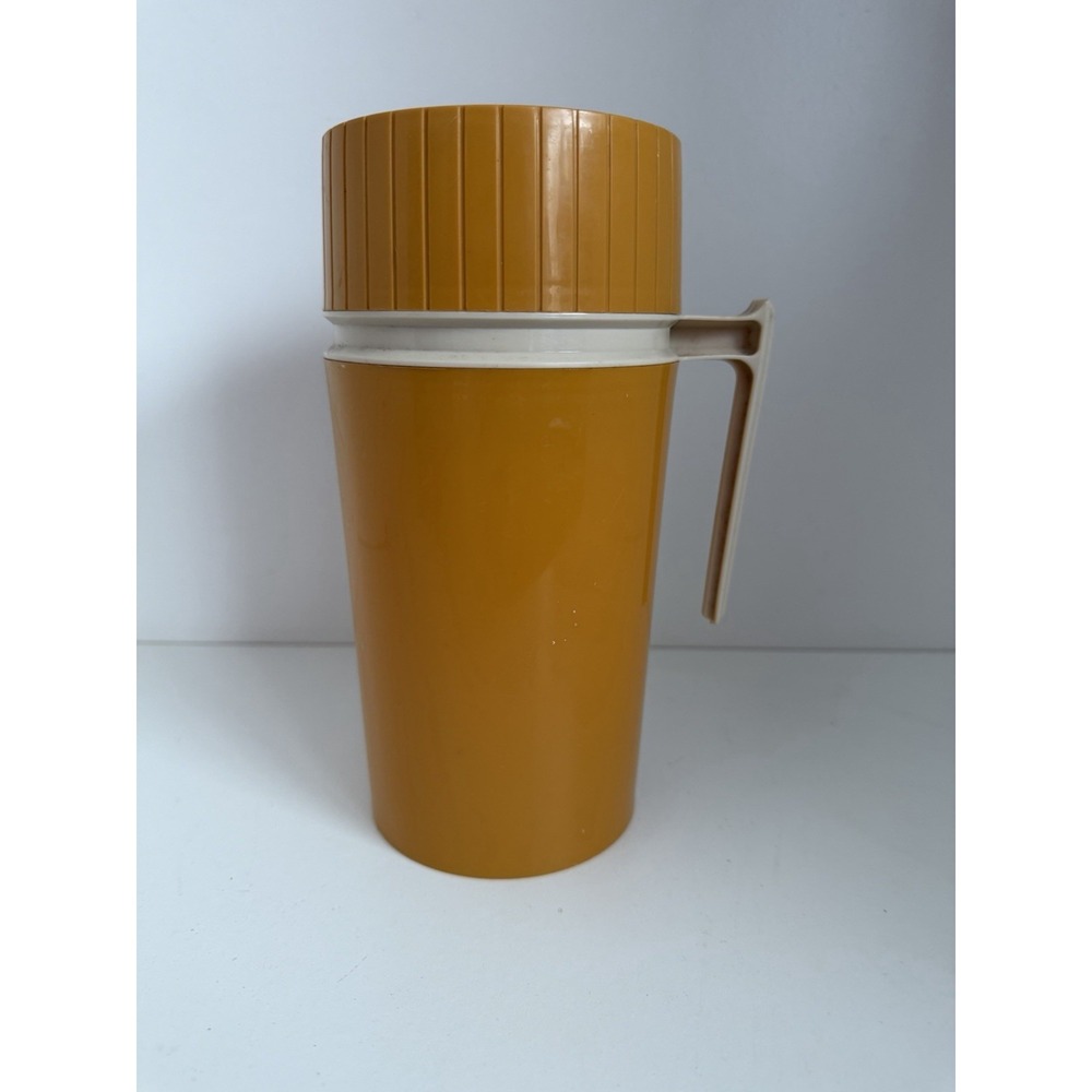 Vintage Thermos Mustard Yellow 7202 Vacuum Pint Jar USA